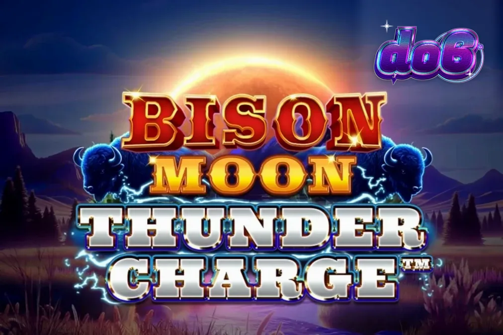 Pemandangan badai di padang rumput dengan simbol bison yang megah di slot Bison Moon: Thunder Charge